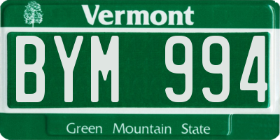 VT license plate BYM994