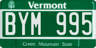 VT license plate BYM995