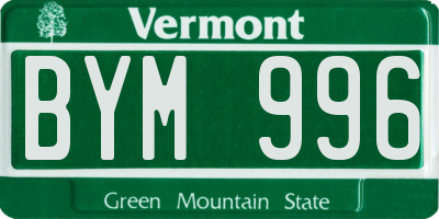 VT license plate BYM996