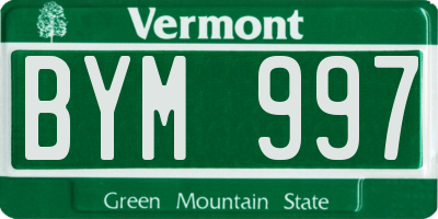 VT license plate BYM997