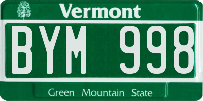 VT license plate BYM998