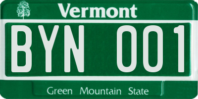 VT license plate BYN001