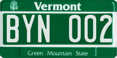 VT license plate BYN002