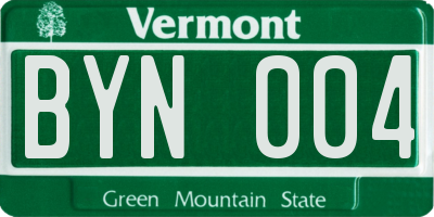 VT license plate BYN004