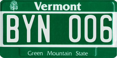VT license plate BYN006