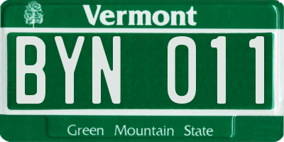 VT license plate BYN011