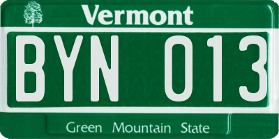 VT license plate BYN013