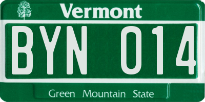 VT license plate BYN014