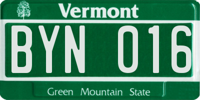 VT license plate BYN016