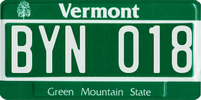 VT license plate BYN018