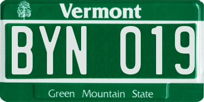 VT license plate BYN019