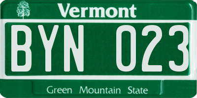 VT license plate BYN023