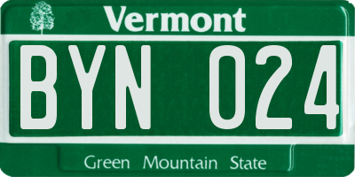 VT license plate BYN024