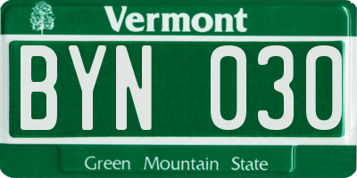 VT license plate BYN030
