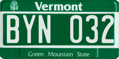 VT license plate BYN032