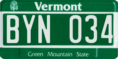 VT license plate BYN034