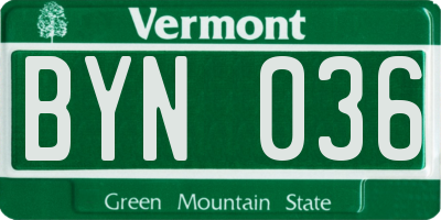 VT license plate BYN036