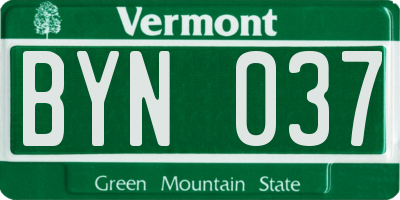 VT license plate BYN037