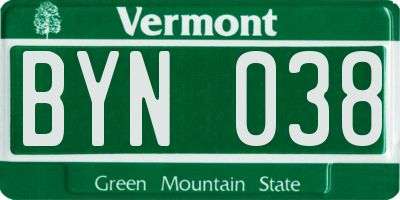 VT license plate BYN038