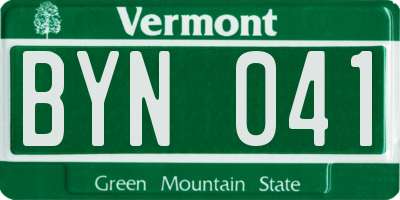 VT license plate BYN041