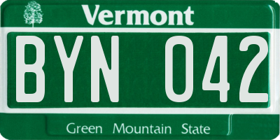 VT license plate BYN042