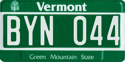 VT license plate BYN044