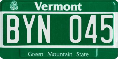 VT license plate BYN045