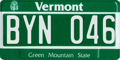 VT license plate BYN046