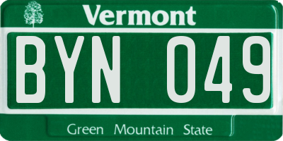 VT license plate BYN049