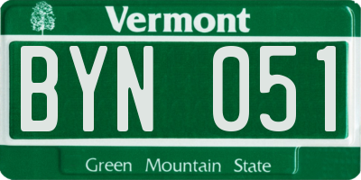VT license plate BYN051