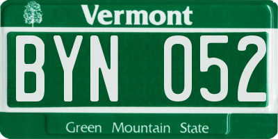 VT license plate BYN052