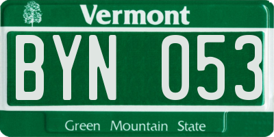 VT license plate BYN053