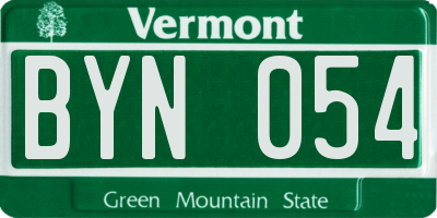 VT license plate BYN054