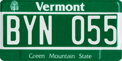 VT license plate BYN055