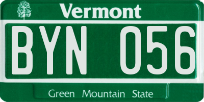 VT license plate BYN056