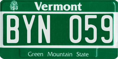 VT license plate BYN059