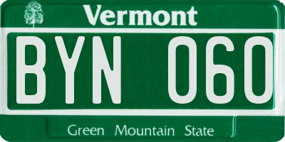 VT license plate BYN060