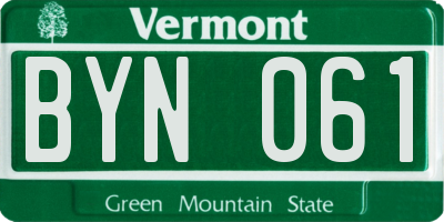 VT license plate BYN061