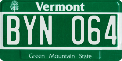 VT license plate BYN064