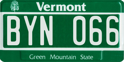 VT license plate BYN066