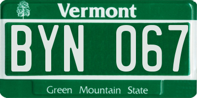 VT license plate BYN067