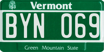 VT license plate BYN069
