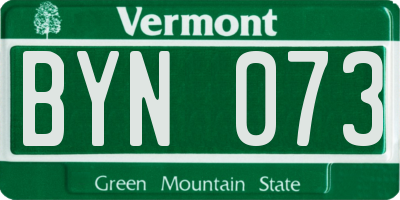 VT license plate BYN073
