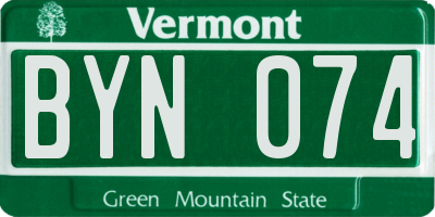 VT license plate BYN074