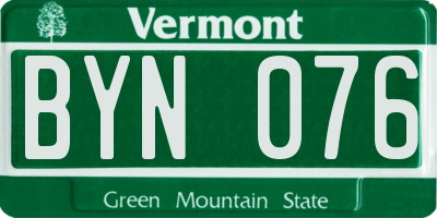 VT license plate BYN076