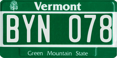 VT license plate BYN078