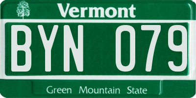 VT license plate BYN079