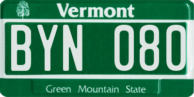 VT license plate BYN080