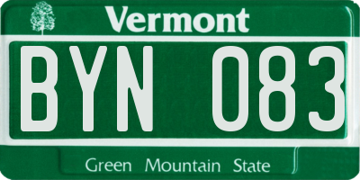 VT license plate BYN083