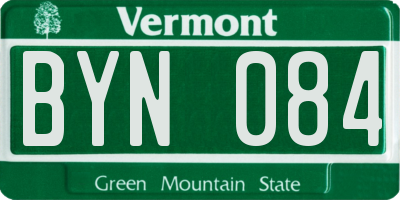VT license plate BYN084